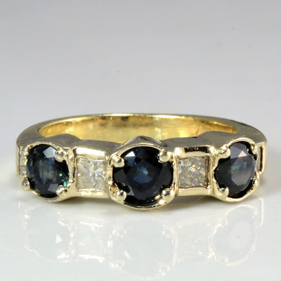 Seven Stone Sapphire & Diamond Ring | 0.32 ctw, SZ 4.75 |