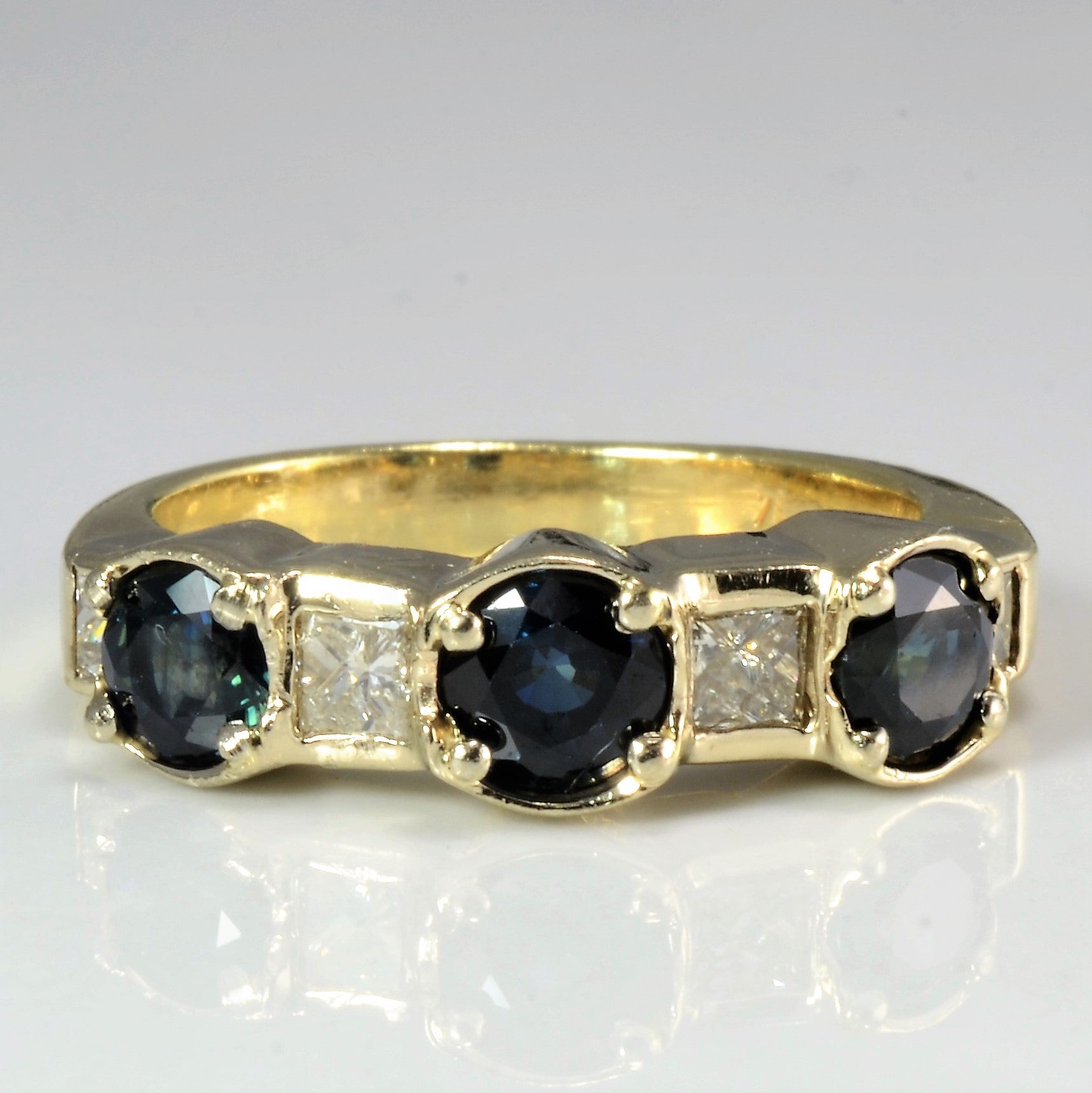 Seven Stone Sapphire & Diamond Ring | 0.32 ctw, SZ 4.75 |