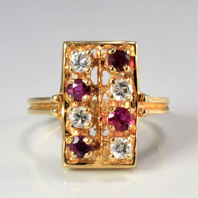 Grid Set Diamond & Ruby Ring | 0.20 ctw, SZ 5 |