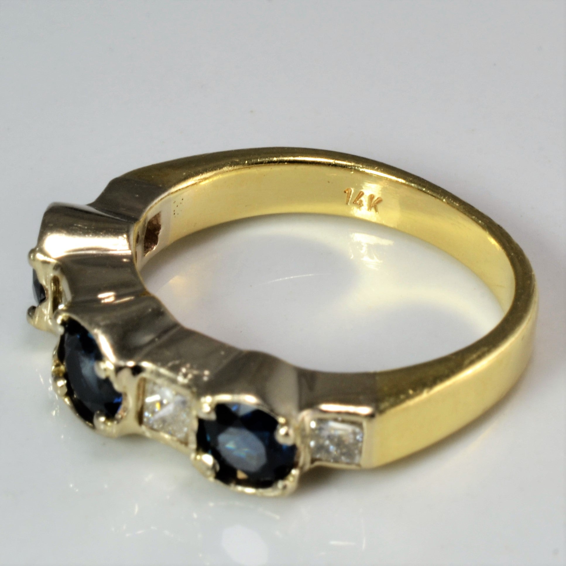 Seven Stone Sapphire & Diamond Ring | 0.32 ctw, SZ 4.75 |