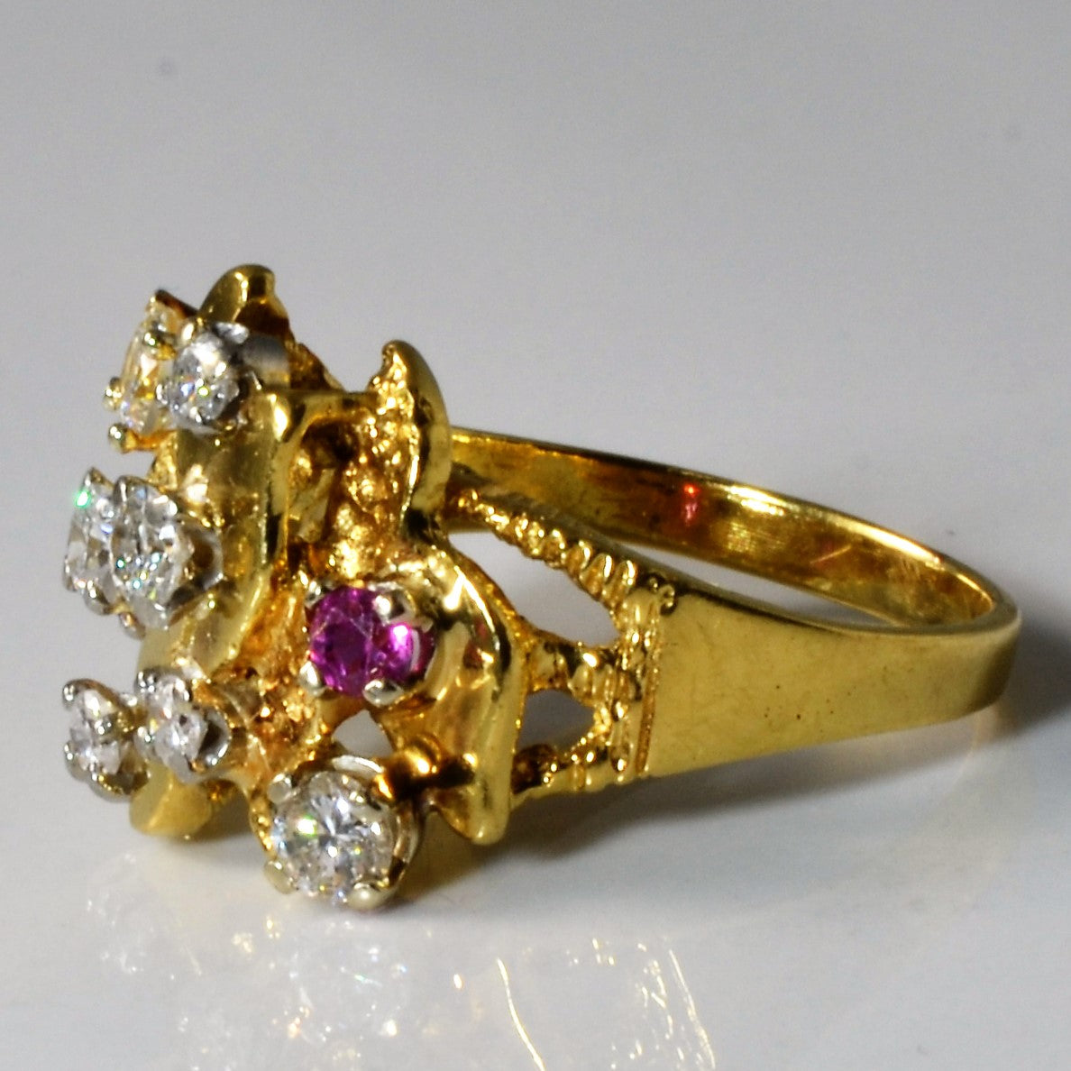 Diamond & Ruby Abstract Ring | 0.67ctw | 0.16ctw | SZ 6.5 |