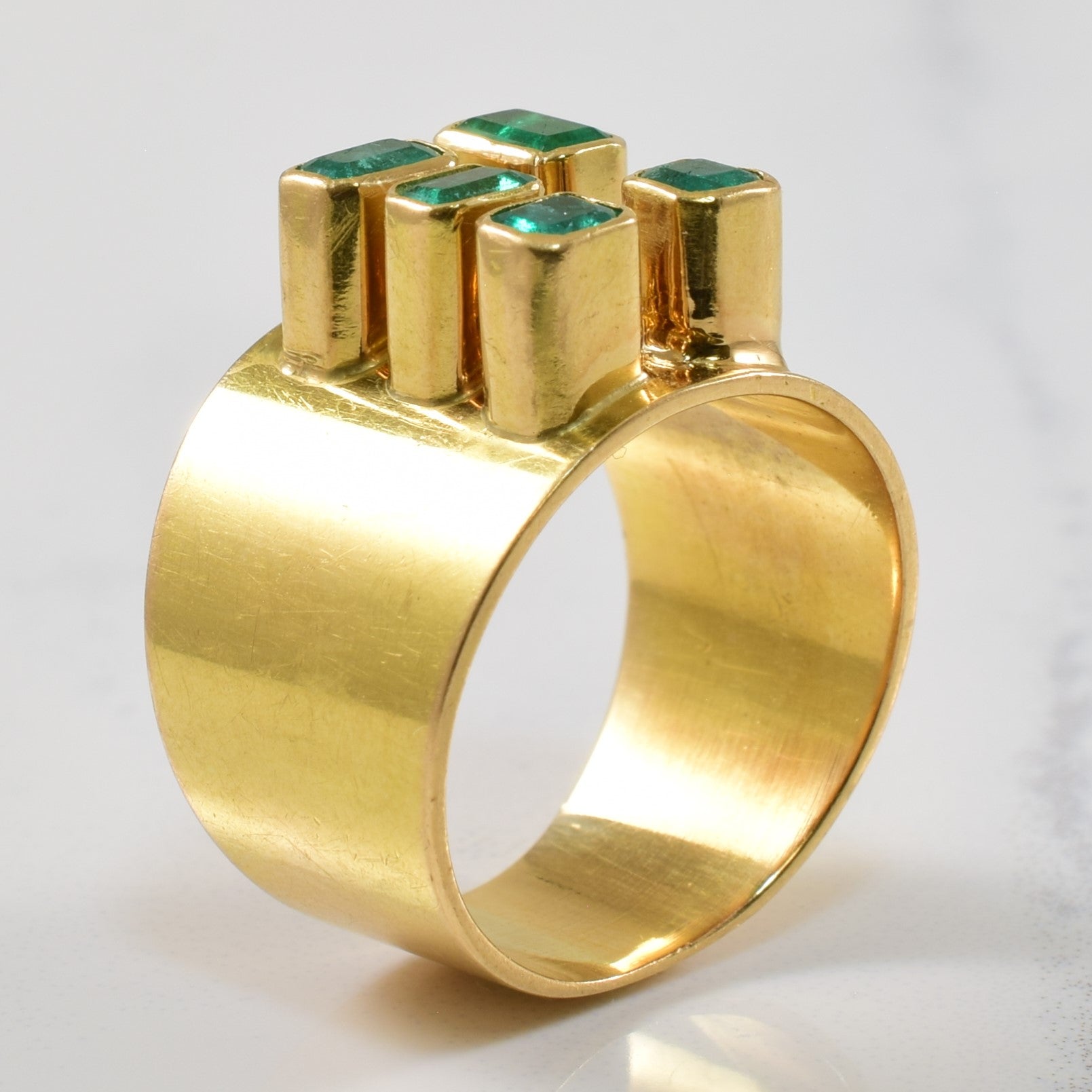 Geometric Emerald Wide Band Ring | 1.20ctw | SZ 7.75 |