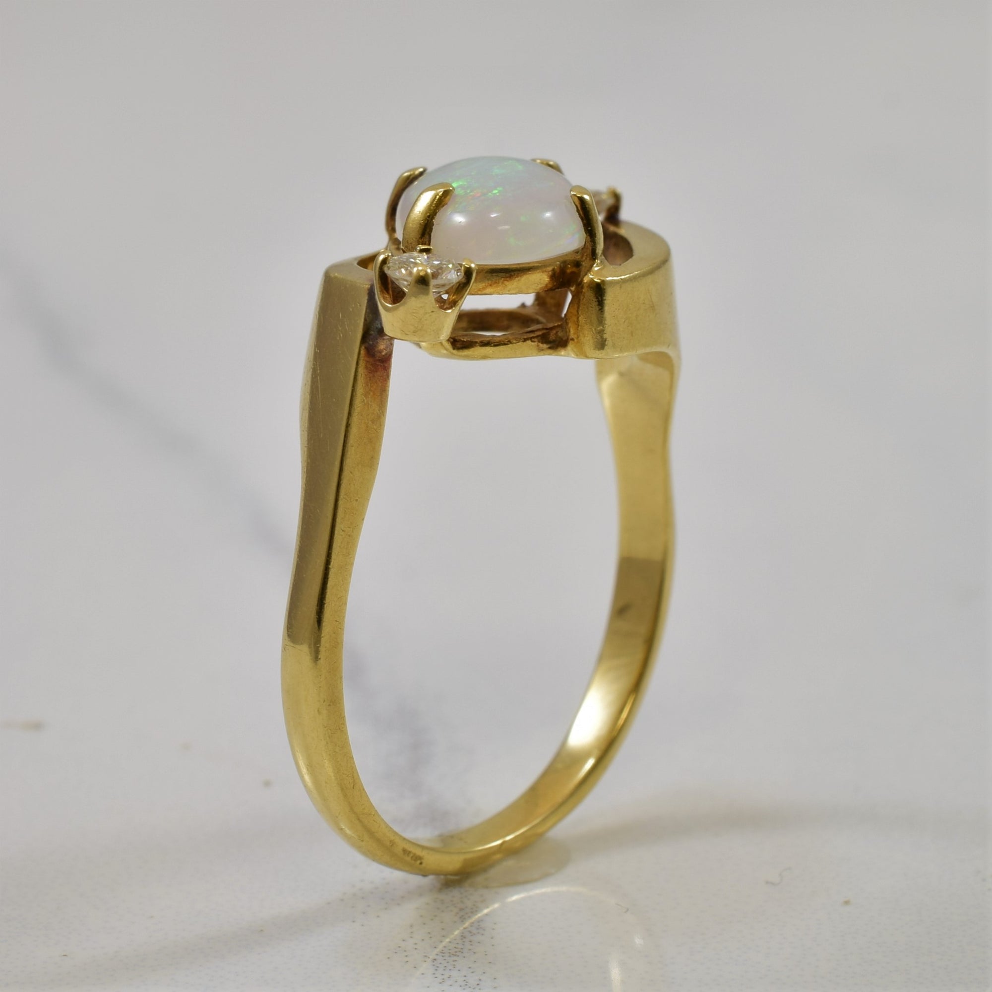 Unique Opal & Diamond Bypass Ring | 1.06ct, 0.12ctw | SZ 8 |