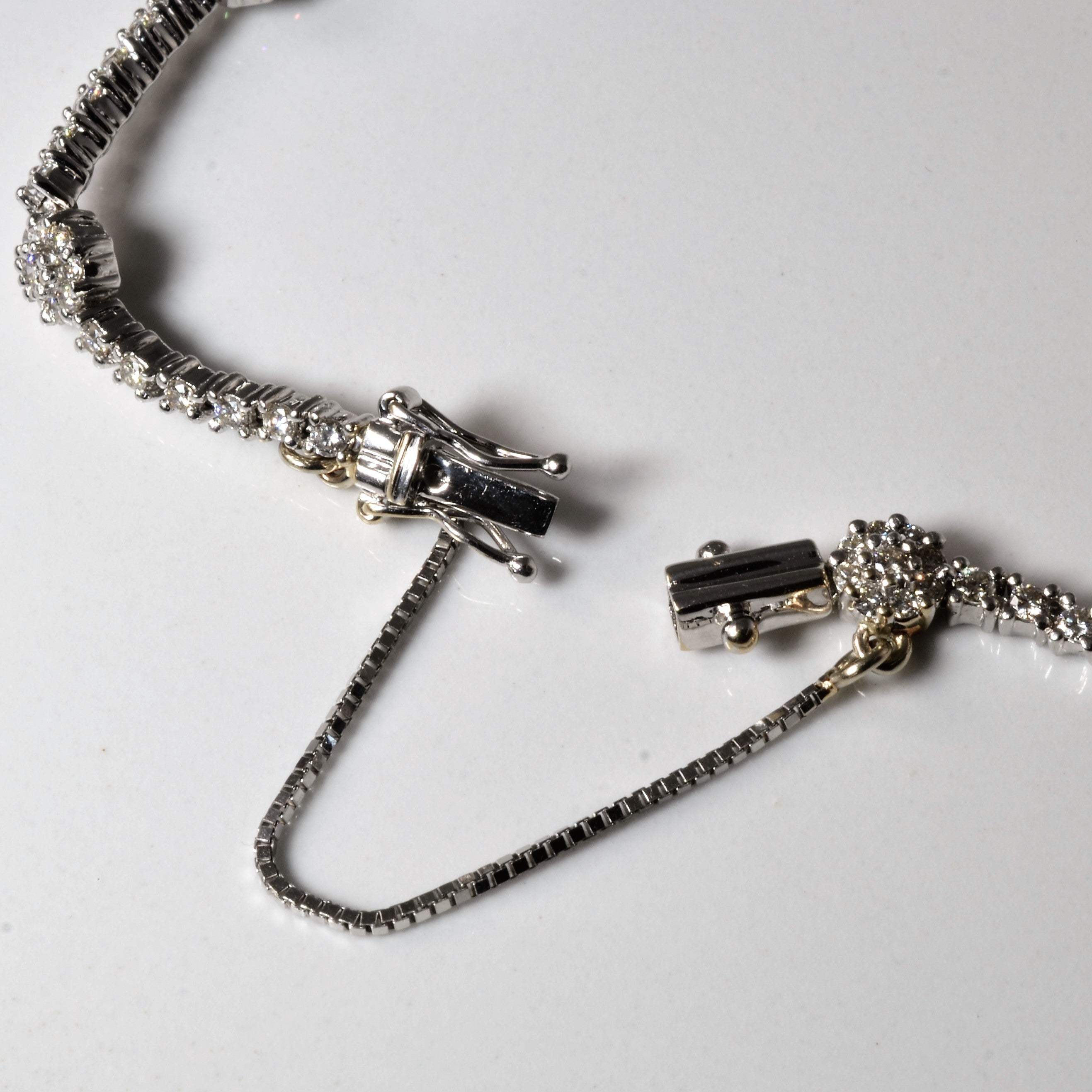 Pave Floral Diamond Chain Bracelet | 1.44ctw | 8" |