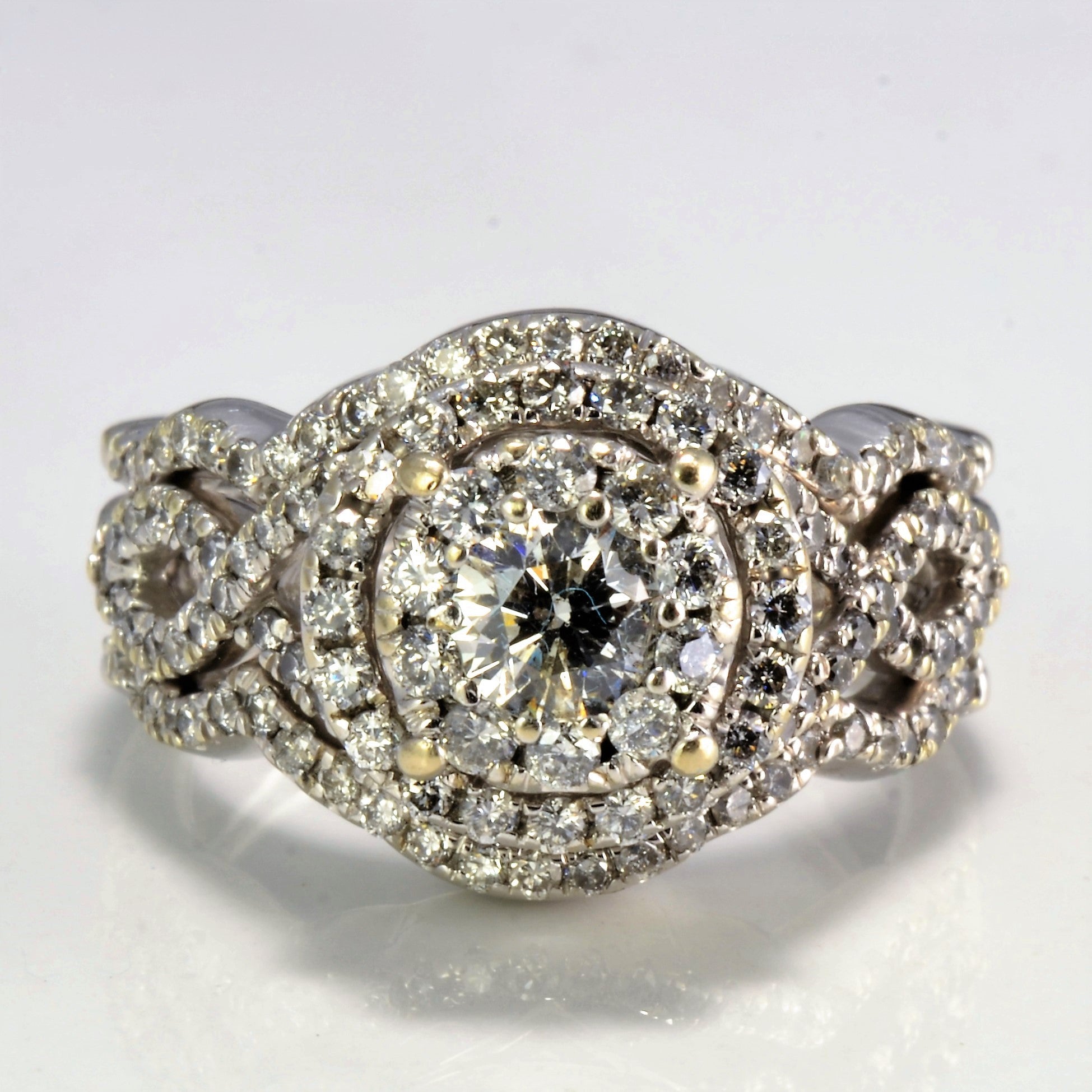 Soldered Halo Style Diamond Engagement Ring | 0.89 ctw, SZ 6 |