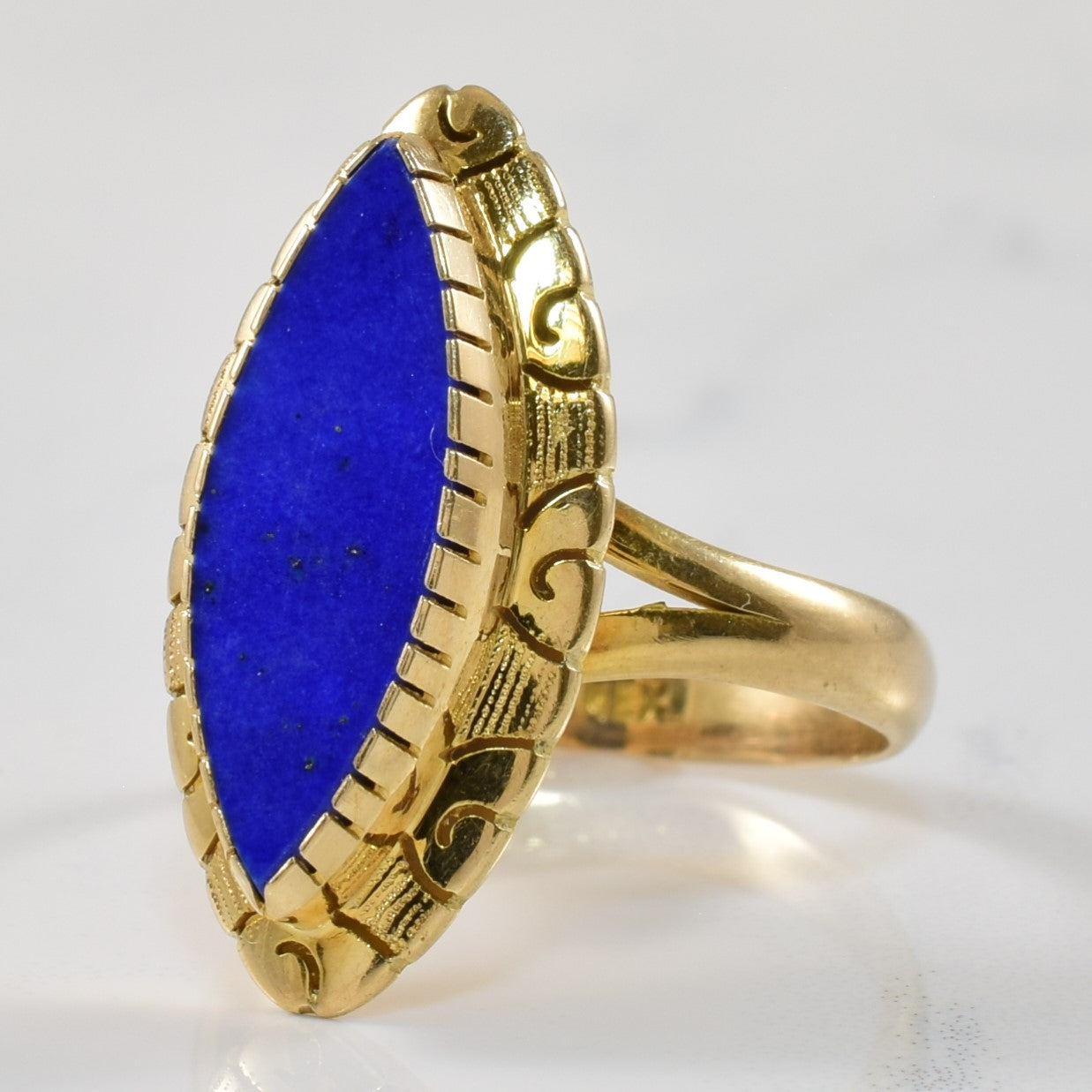 Bezel Set Marquise Lapis Lazuli Ring | 2.00ct | SZ 7 |