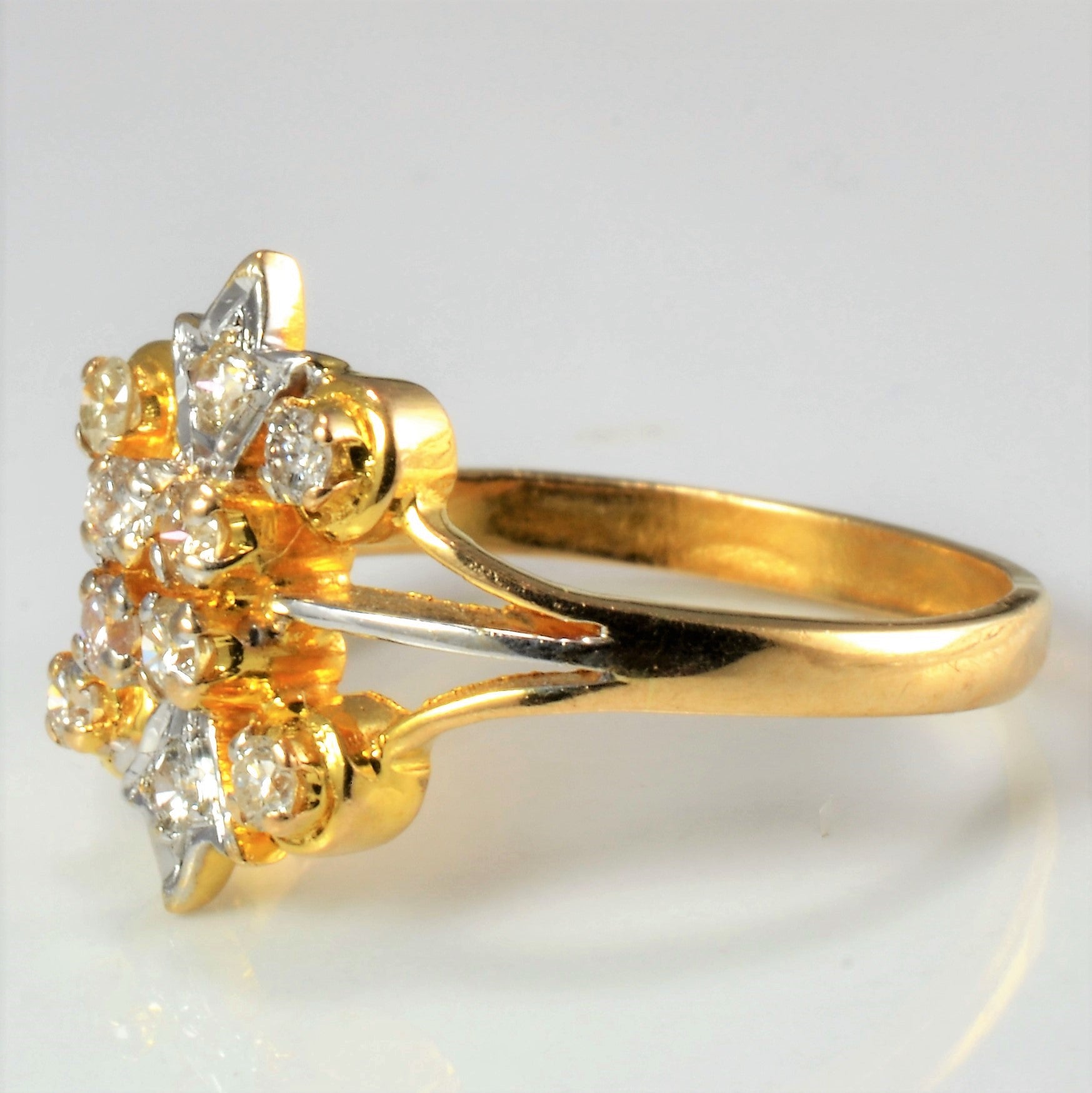 Gold Chevron Cluster Diamond Ring | 0.30 ctw, SZ 7.25 |