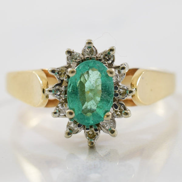 Oval Emerald & Diamond Halo Ring | 0.10ctw, 0.50ct | SZ 7.75 |