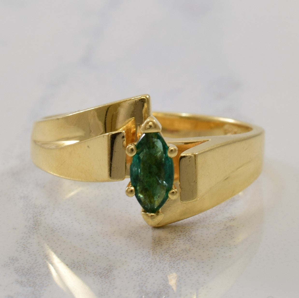 High Set Emerald Bypass Ring | 0.28ct | SZ 7.75 |