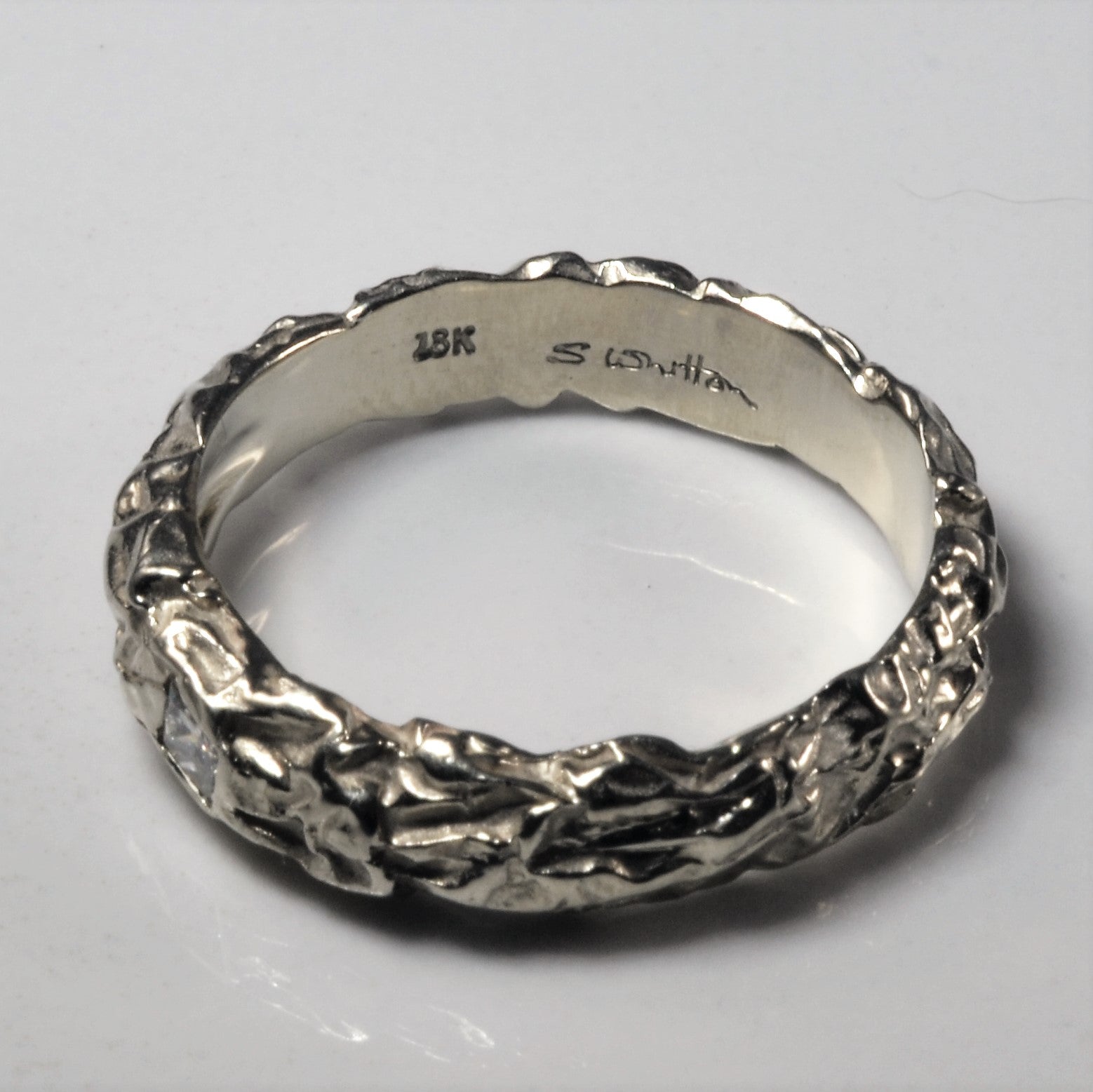 Textured Diamond White Gold Ring | 0.20ct | SZ 10.75 |