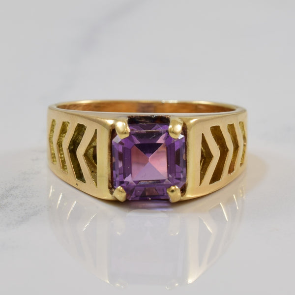 Emerald Cut Amethyst Solitaire Ring | 2.80ct | SZ 10.25 |