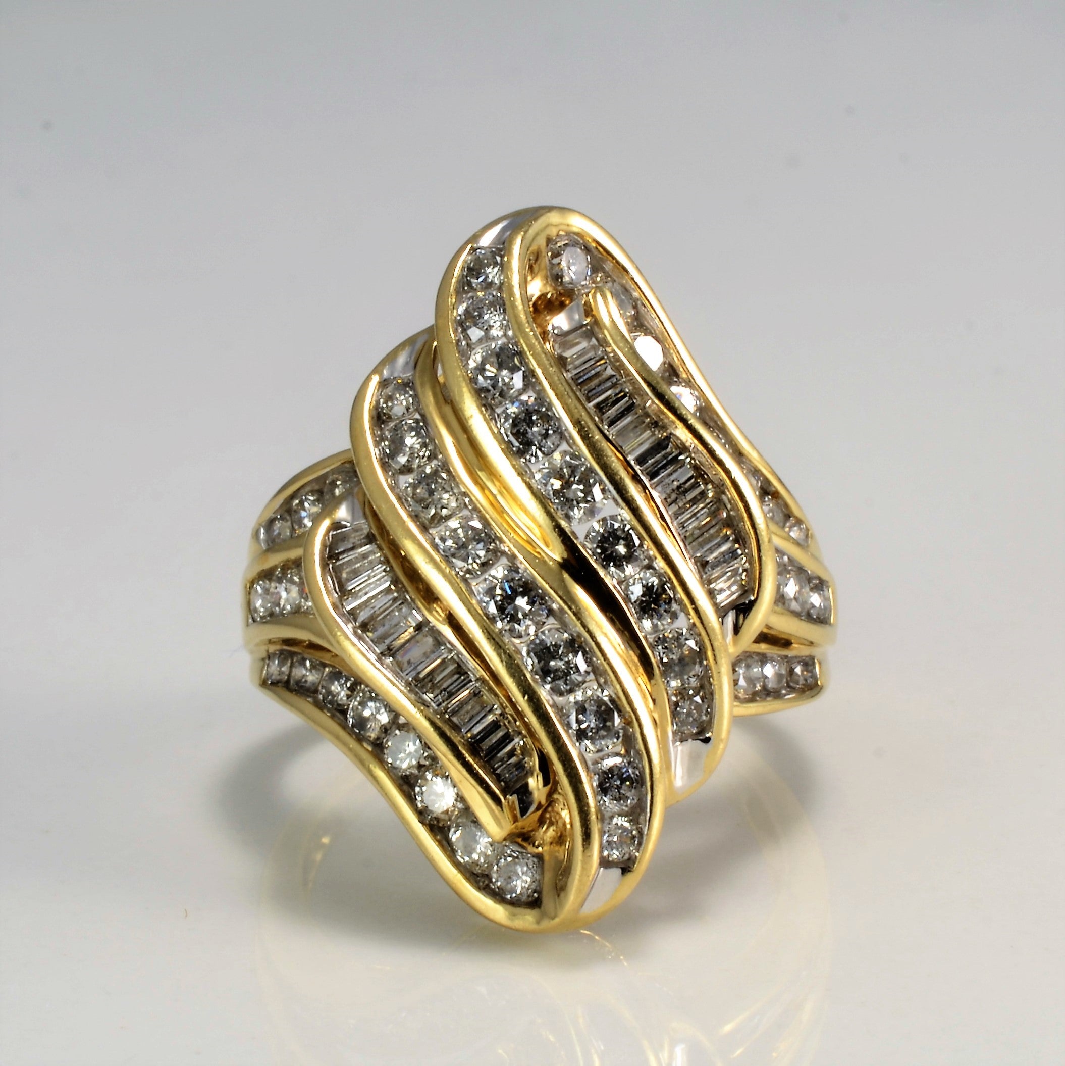 Multi Row Channel Diamond Wide Ring | 1.28 ctw, SZ 6.25 |