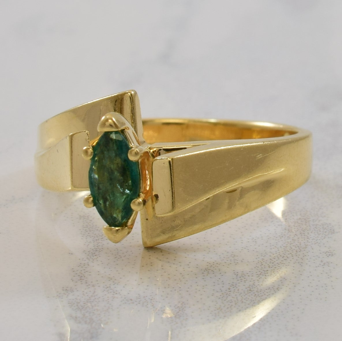 High Set Emerald Bypass Ring | 0.28ct | SZ 7.75 |