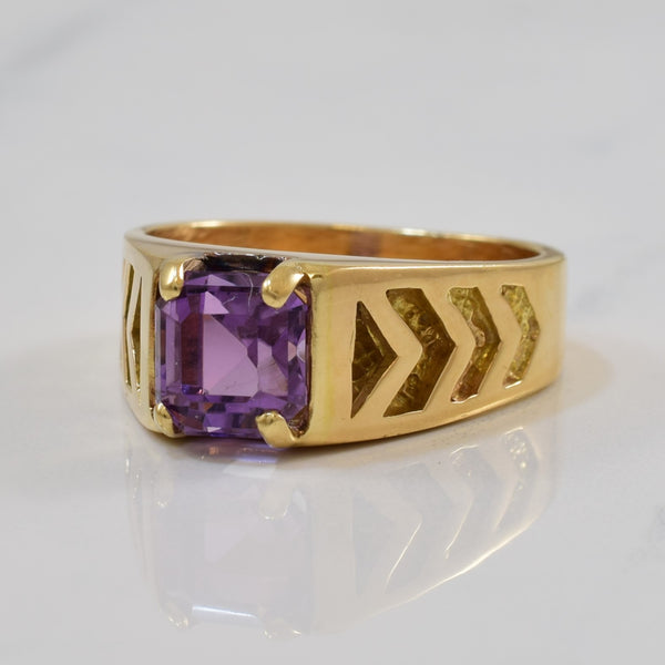 Emerald Cut Amethyst Solitaire Ring | 2.80ct | SZ 10.25 |
