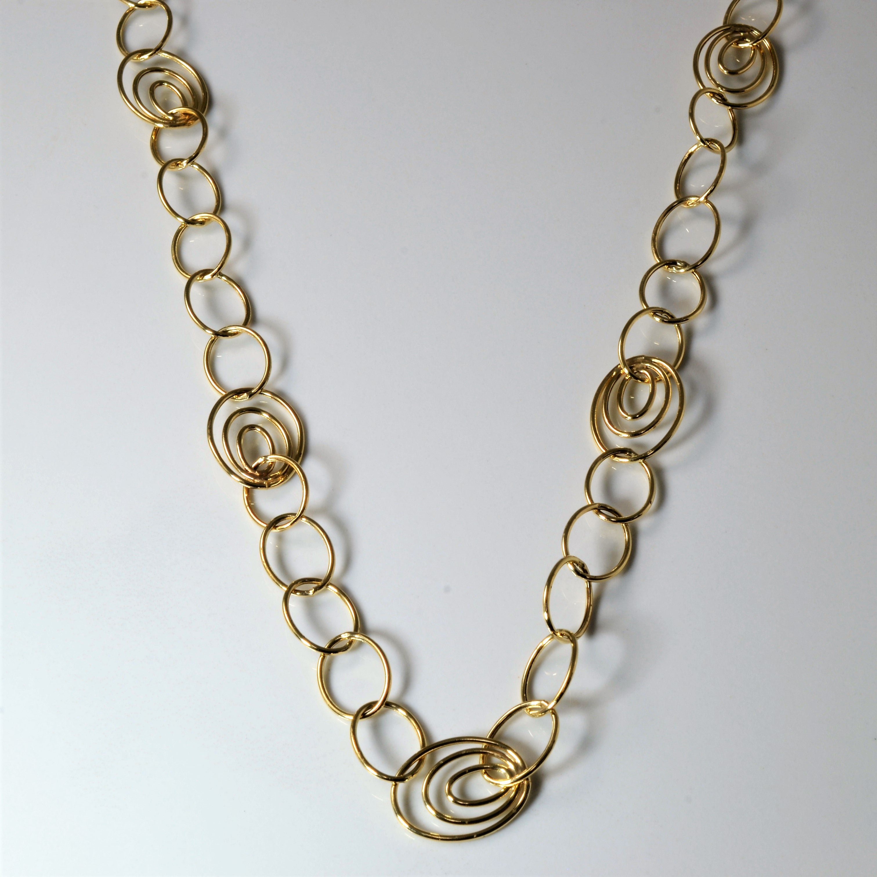 Fancy Yellow Gold Spiral Chain Necklace | 44" |