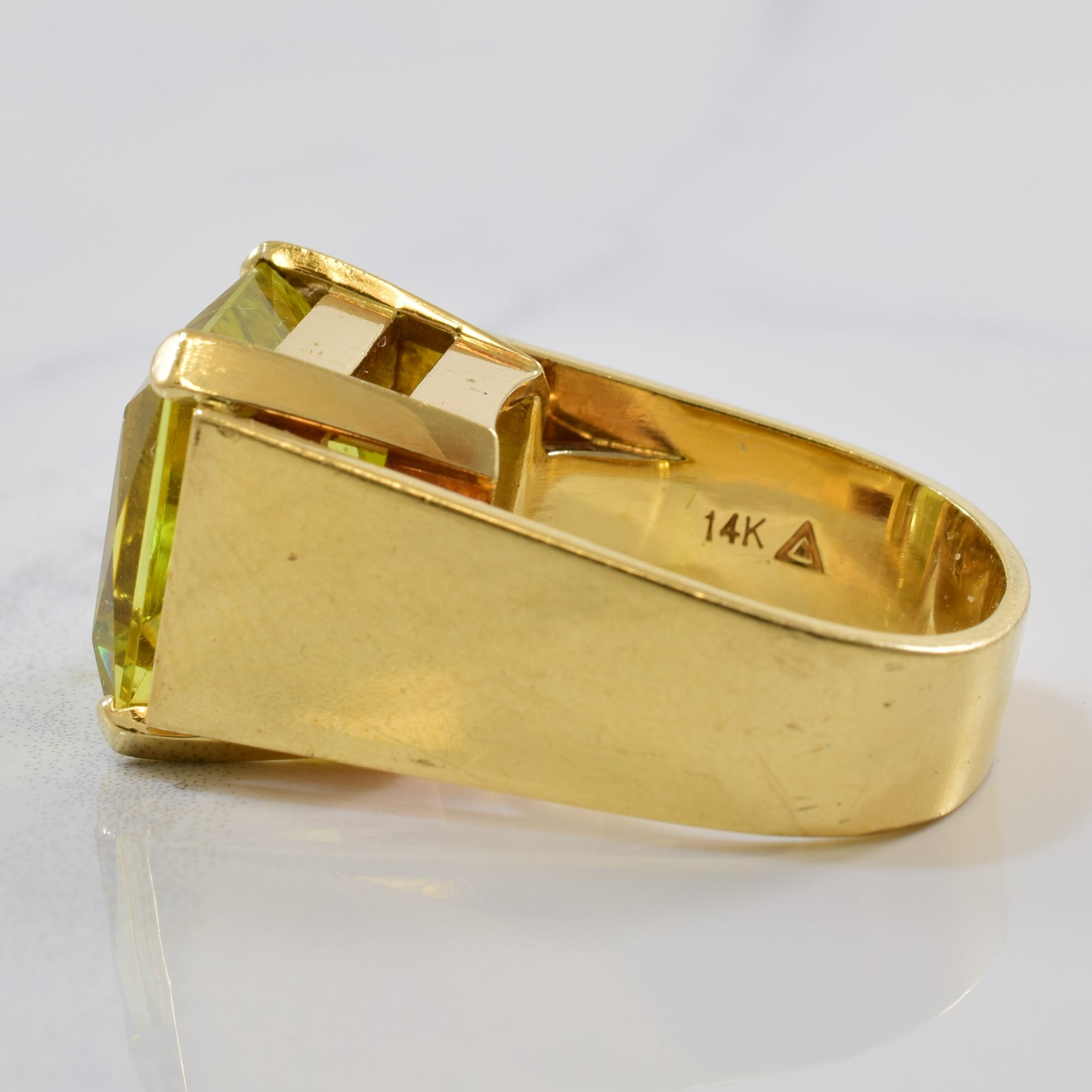 Cocktail ring with lemon quartz, vintage gold ring for sale Canada