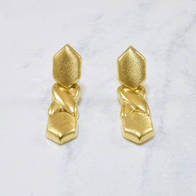 Yellow Gold Drop Link Earrings |