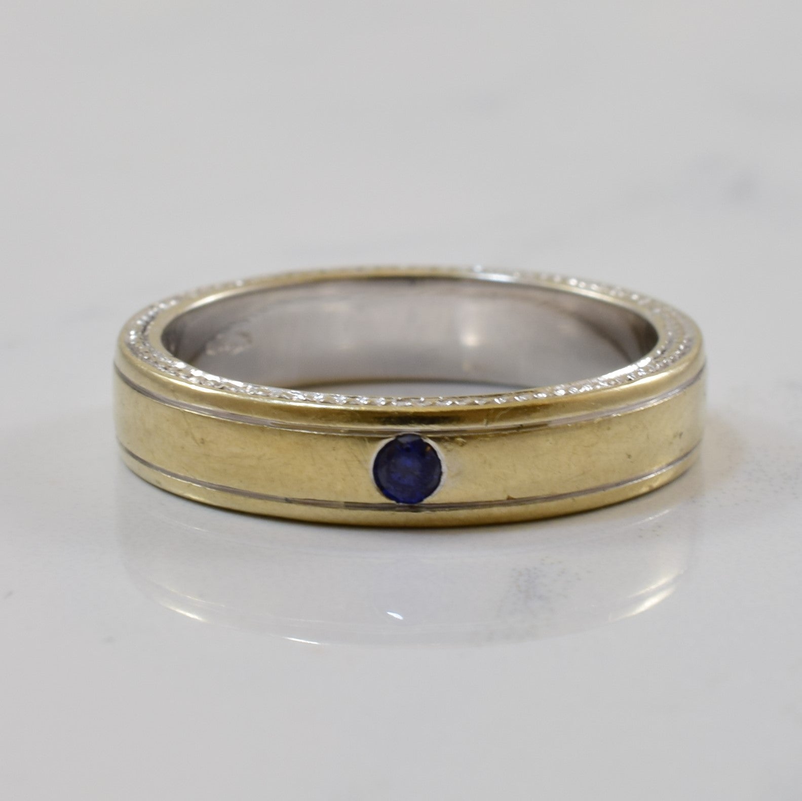 Milgrain Edged Blue Sapphire Ring | 0.05ct | SZ 7.75 |
