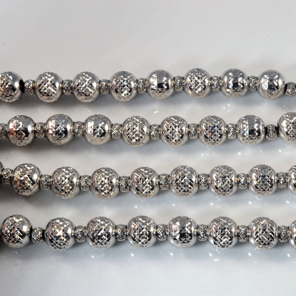 14k White Gold Textured Bead Chain | 24
