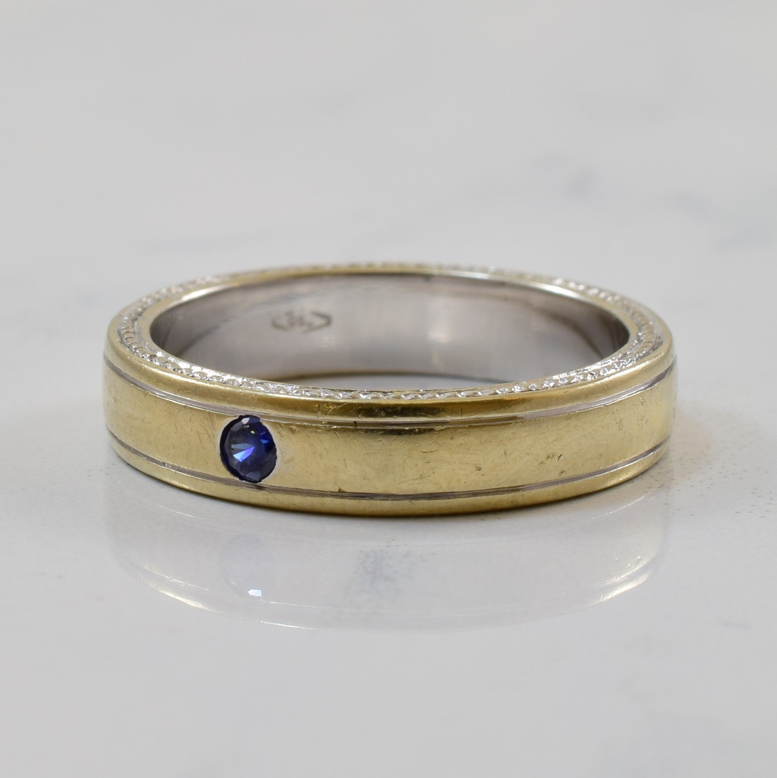 Milgrain Edged Blue Sapphire Ring | 0.05ct | SZ 7.75 |