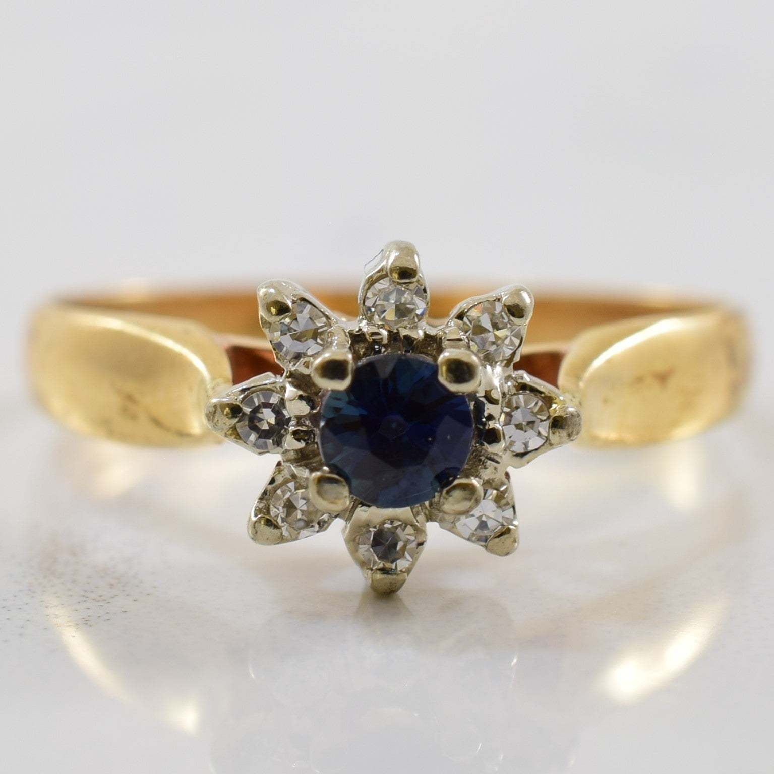 Petite Sapphire & Diamond Halo Ring | 0.06ctw, 0.20ct | SZ 6.25 |