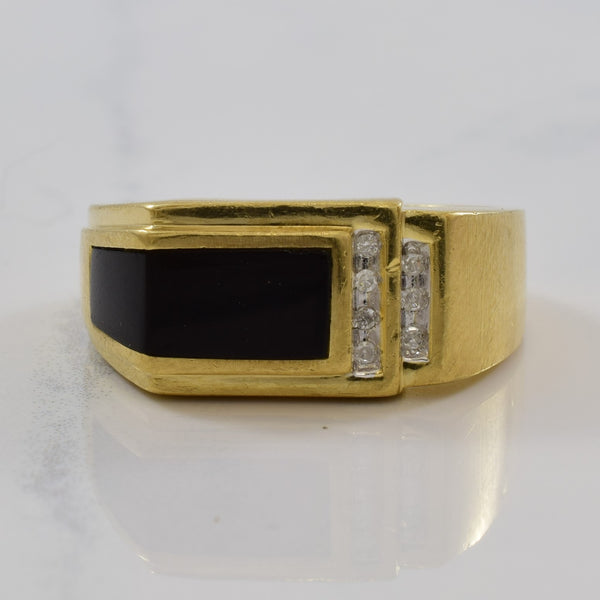 Black Onyx & Diamond Ring | 1.50ct, 0.04ctw | SZ 10.5 |