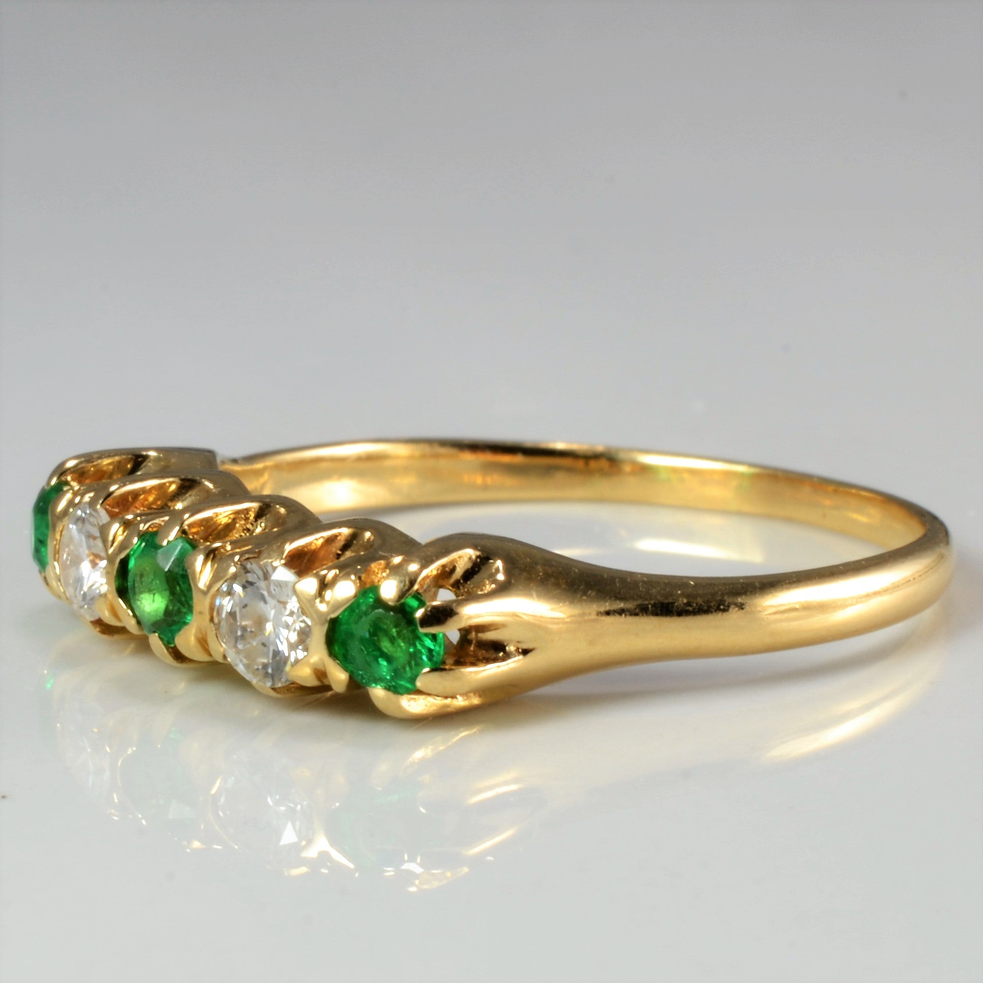 Five Stone Diamond & Emerald Ring | 0.18 ctw, SZ 6.25 |