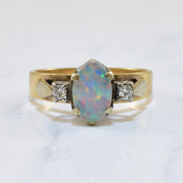 Oval Opal & Diamond Three Stone Ring | 1.00ct, 0.08ctw | SZ 7.75 |
