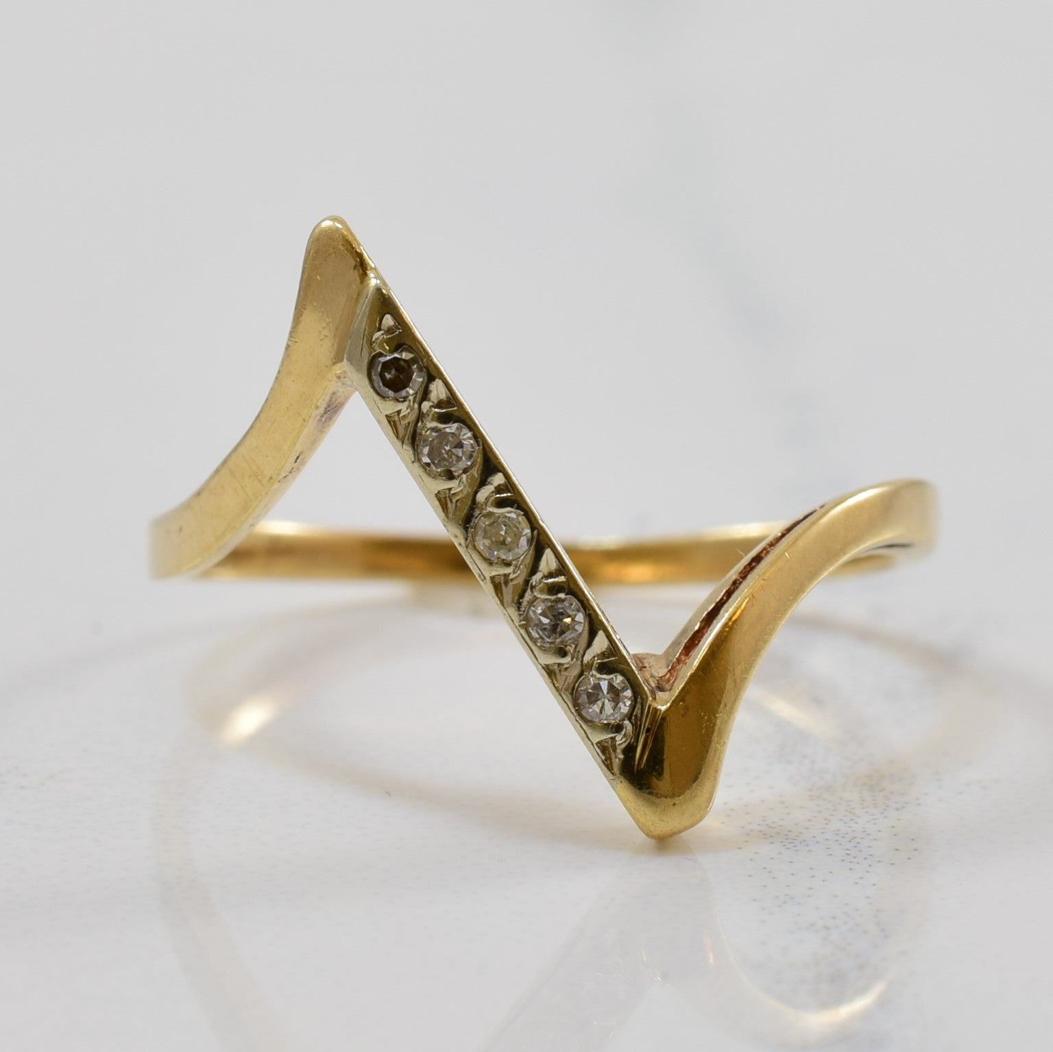 Diamond Bar Bypass Ring | 0.04ctw | SZ 6.5 |