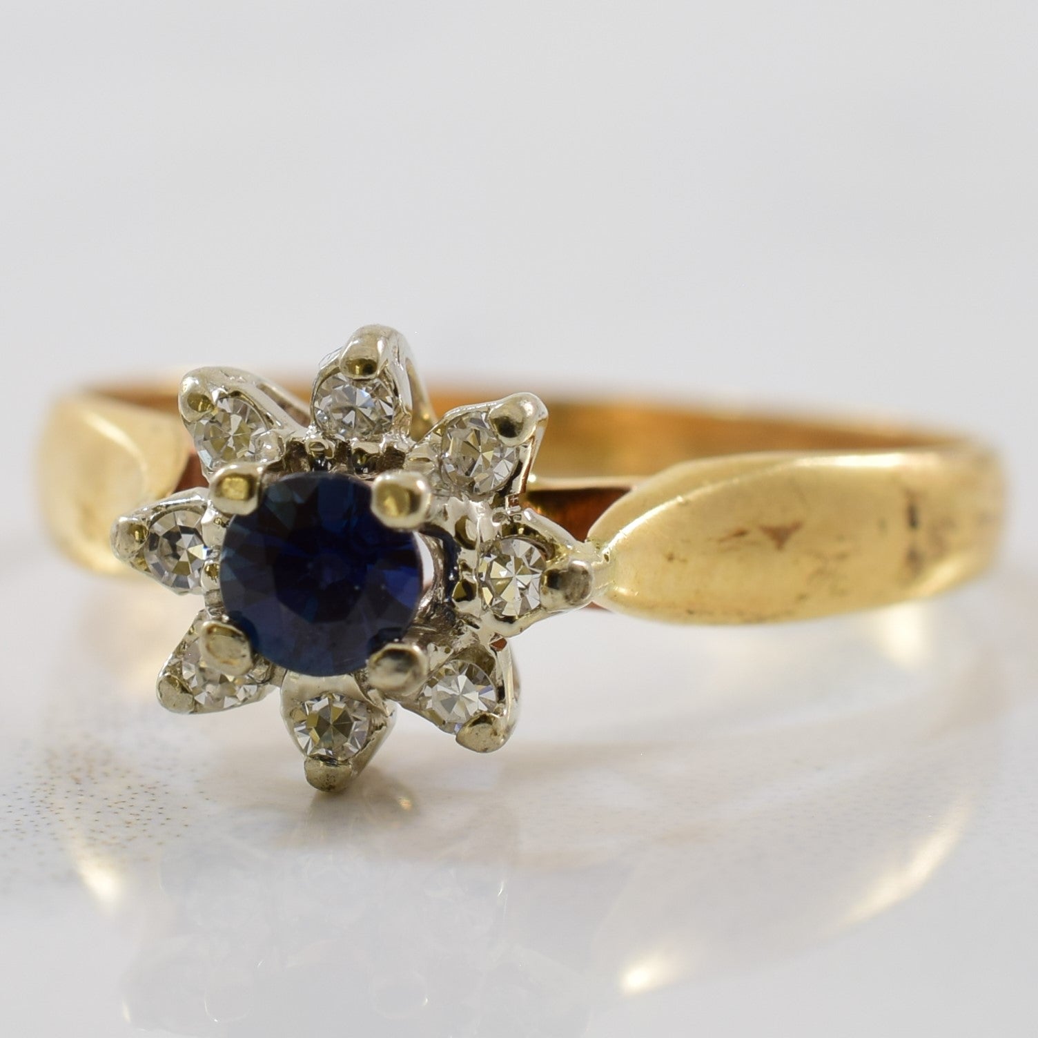 Petite Sapphire & Diamond Halo Ring | 0.06ctw, 0.20ct | SZ 6.25 |