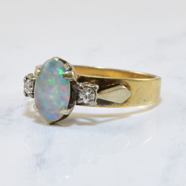 Oval Opal & Diamond Three Stone Ring | 1.00ct, 0.08ctw | SZ 7.75 |
