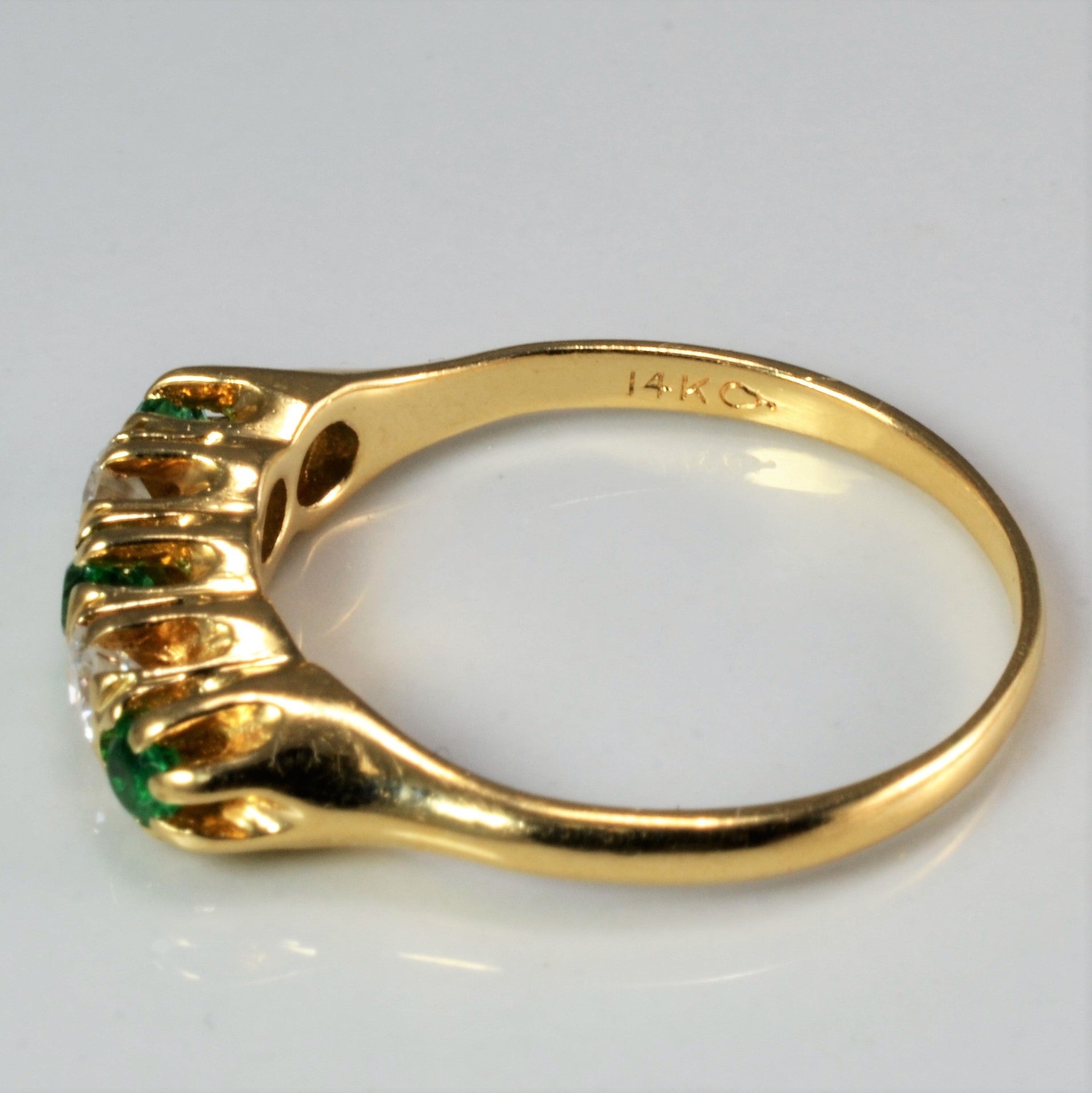 Five Stone Diamond & Emerald Ring | 0.18 ctw, SZ 6.25 |