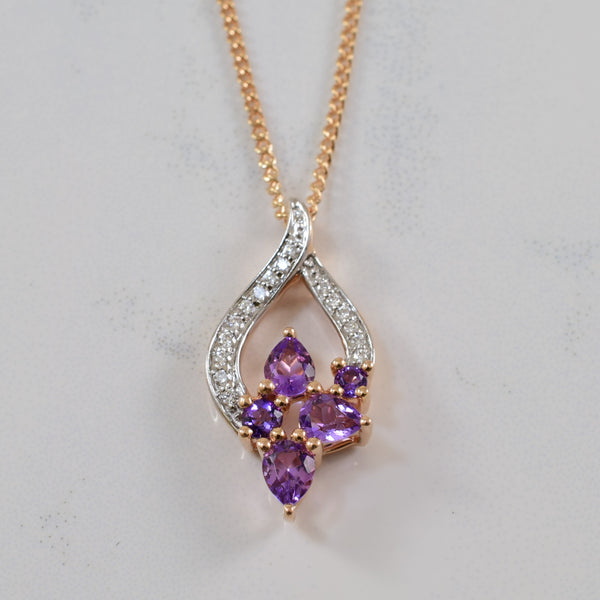 Amethyst & Diamond Teardrop Necklace | 0.42ctw, 0.08ctw | 19