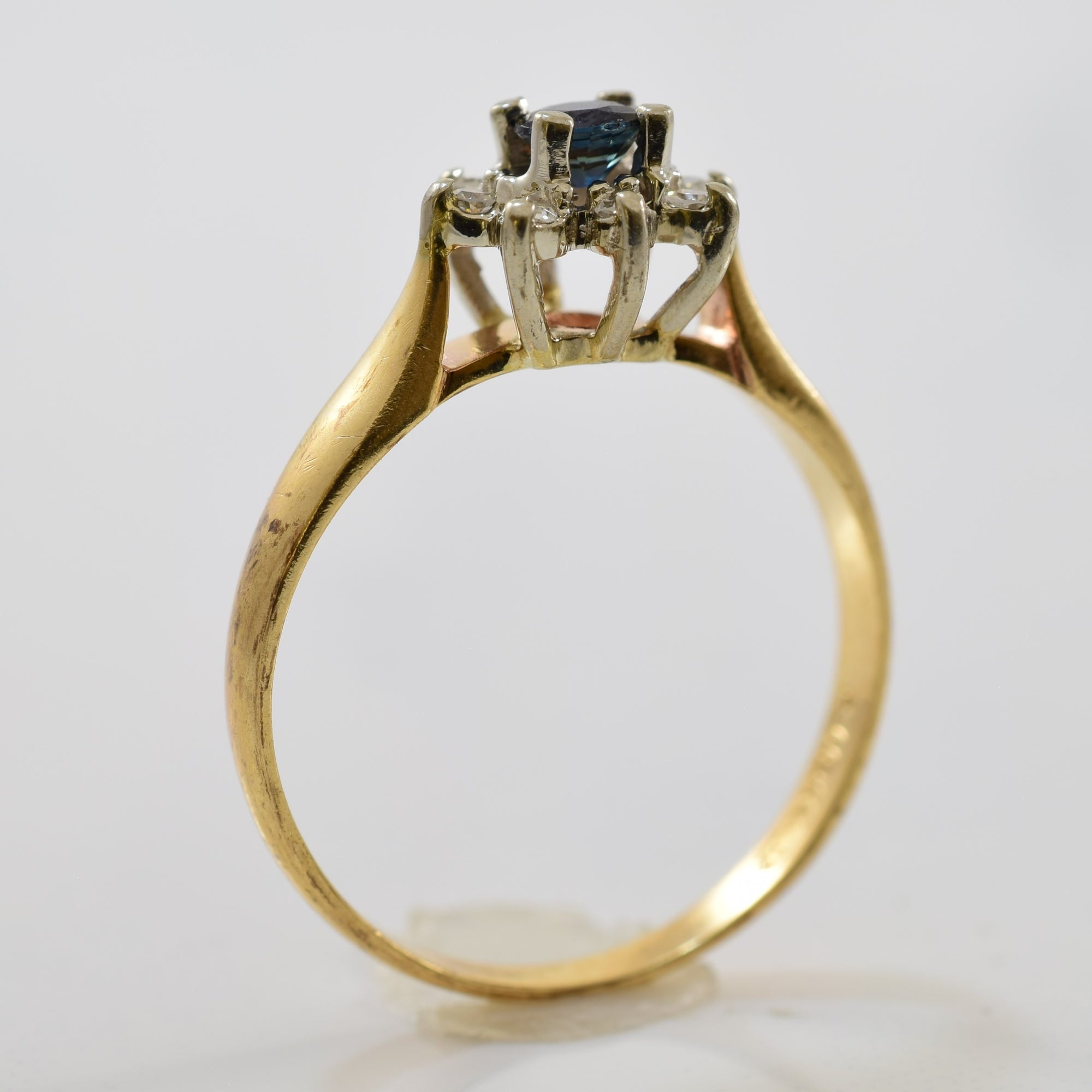 Petite Sapphire & Diamond Halo Ring | 0.06ctw, 0.20ct | SZ 6.25 |