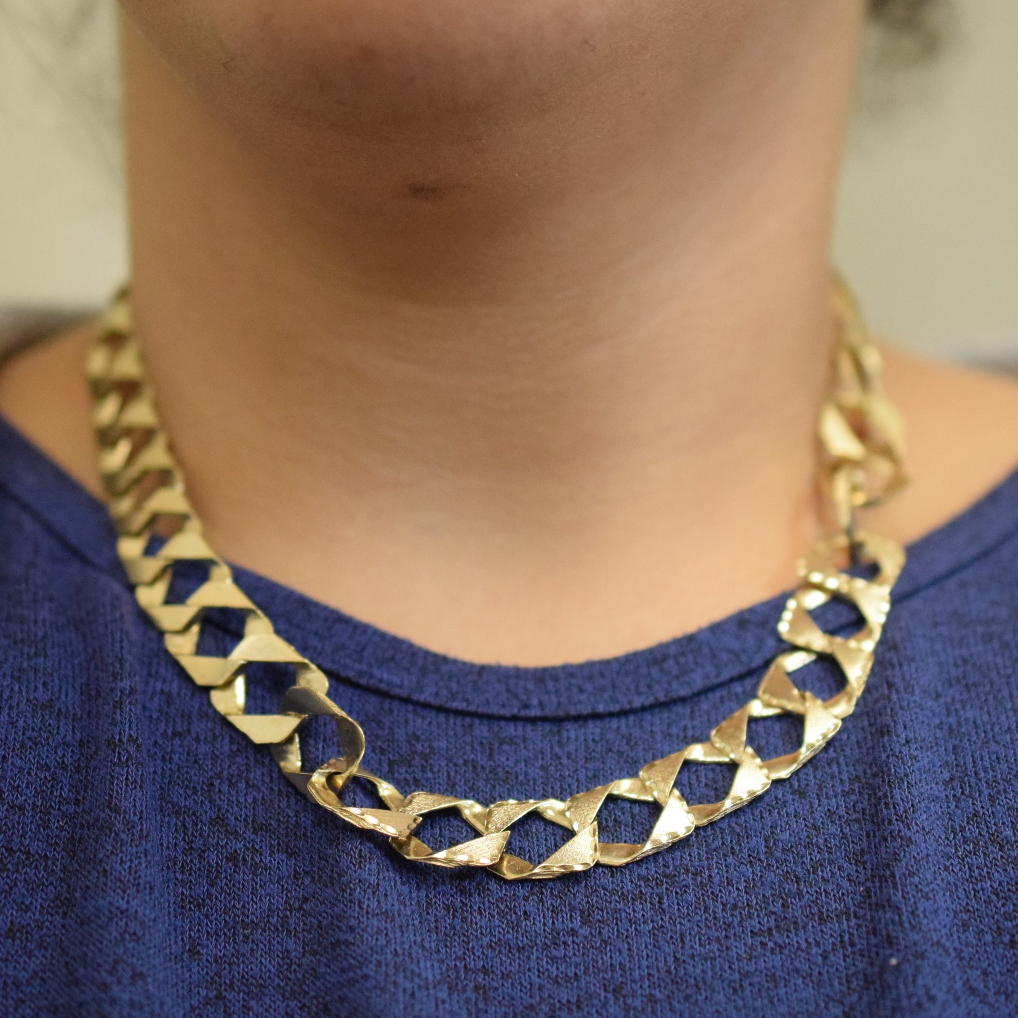 10k Yellow Gold Thick Flat Curb Chain | 19
