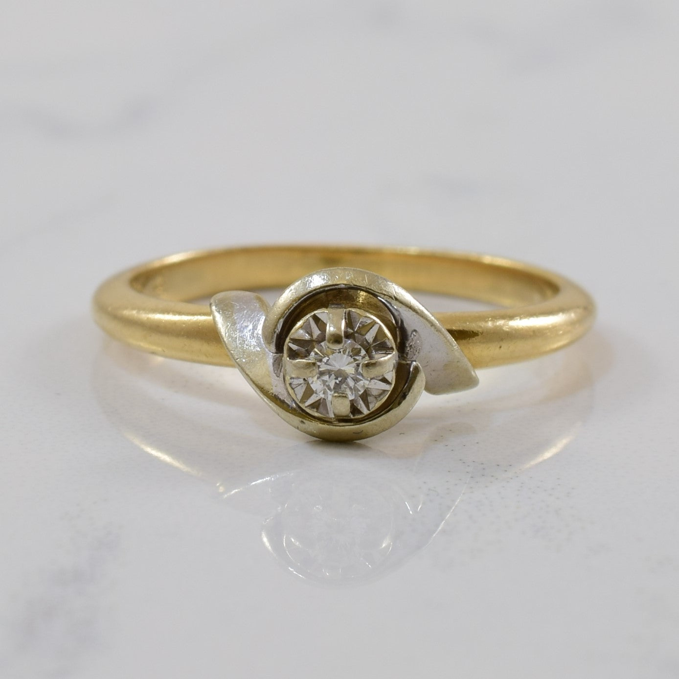 Two Tone Bypass Diamond Ring | 0.05ct | SZ 6 |