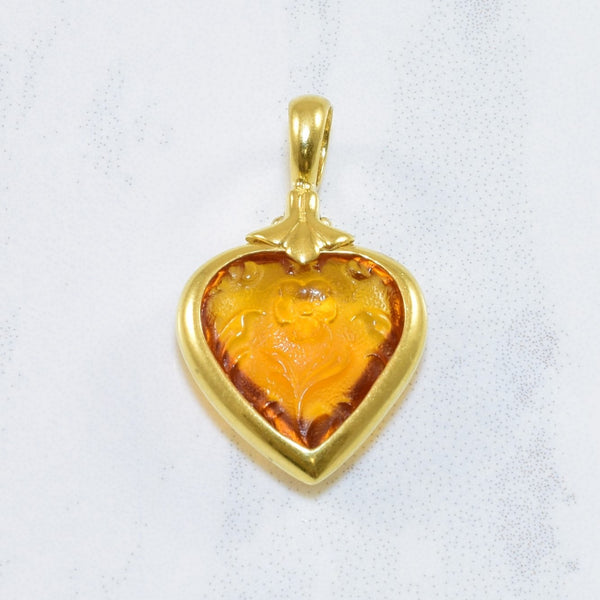 Carved Amber Cabochon Heart Pendant | 2.00ct |