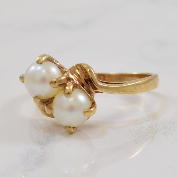 Double Pearl Bypass Ring | 2.00ctw | SZ 6.25 |