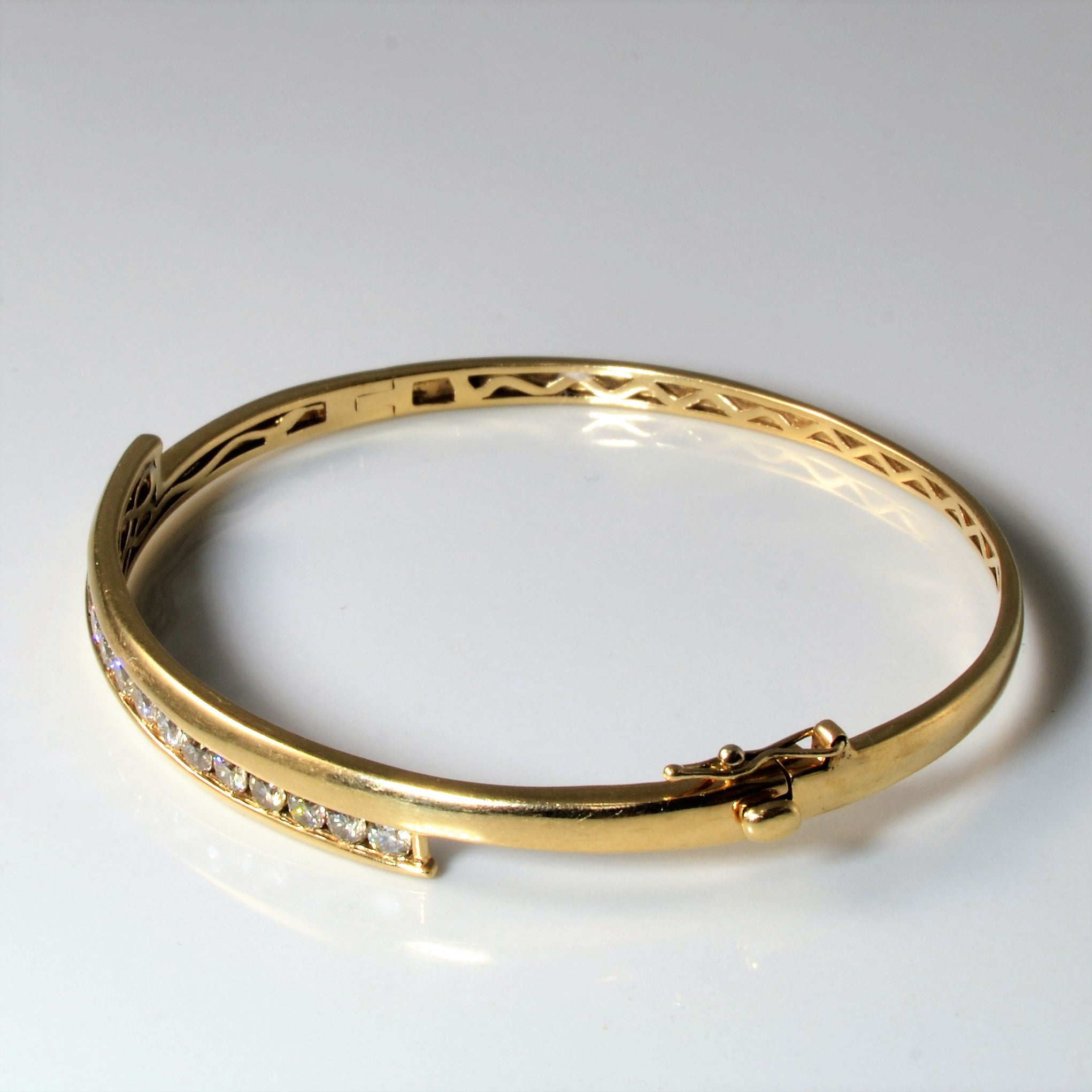 Channel Set Diamond Bypass Bangle | 1.50ctw | 7.5"|
