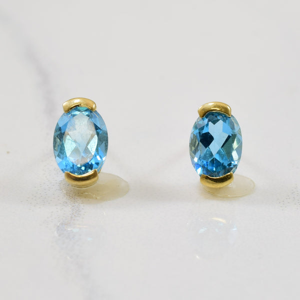 Blue Topaz Stud Earrings | 1.50ctw |