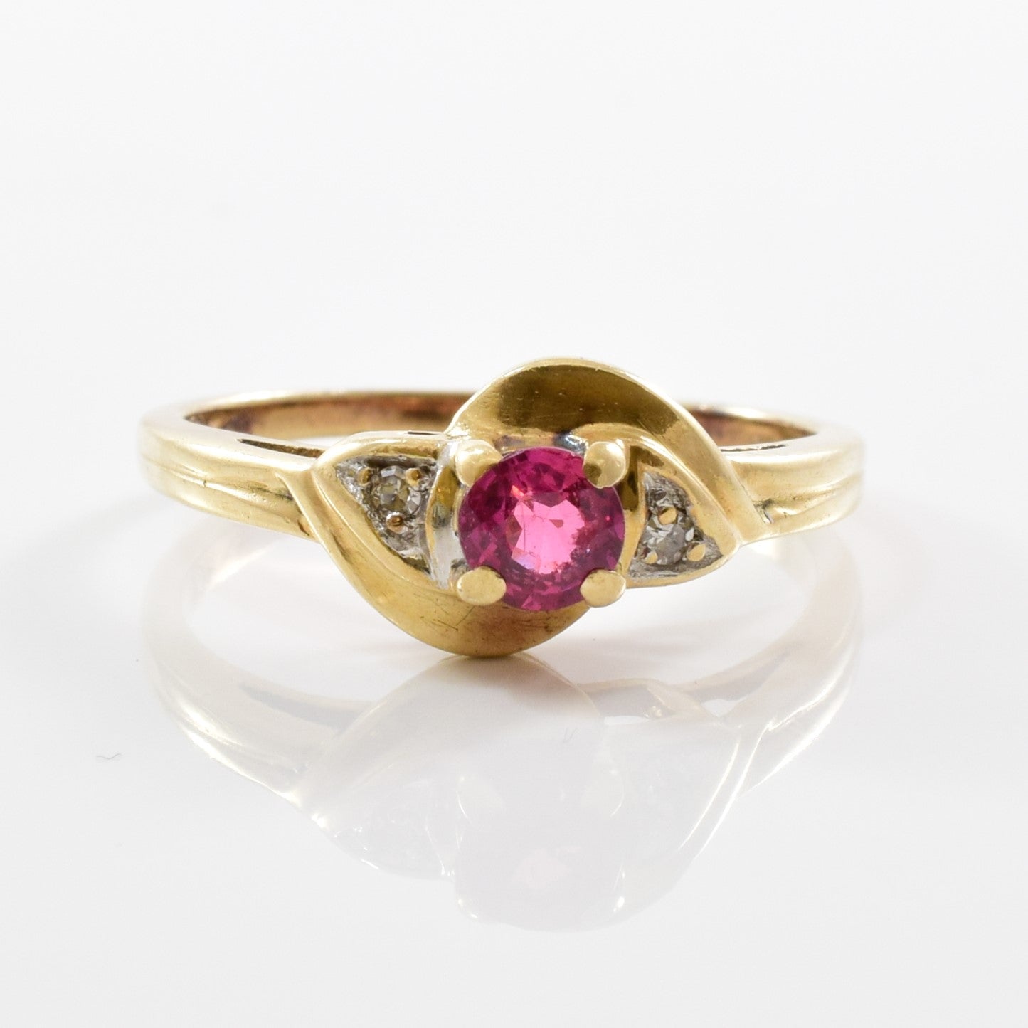 Ruby & Diamond Bypass Ring | 0.02ctw, 0.30ct | SZ 6.25 |