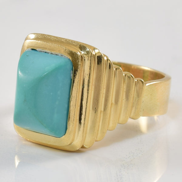 Ridged Solitaire Turquoise Ring | 5.00ct | SZ 10 |