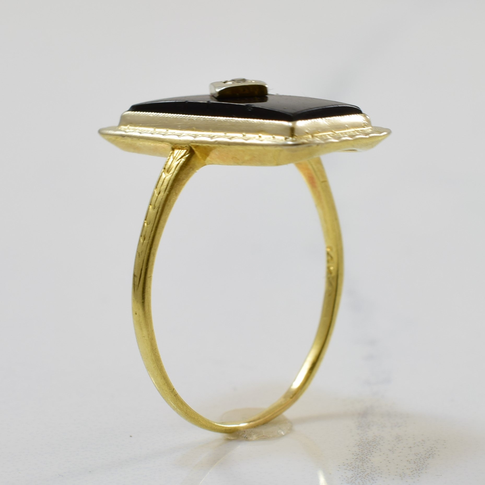 1930s Rectangle Onyx & Diamond Ring | 2.84ct, 0.02ct | SZ 7.75 |