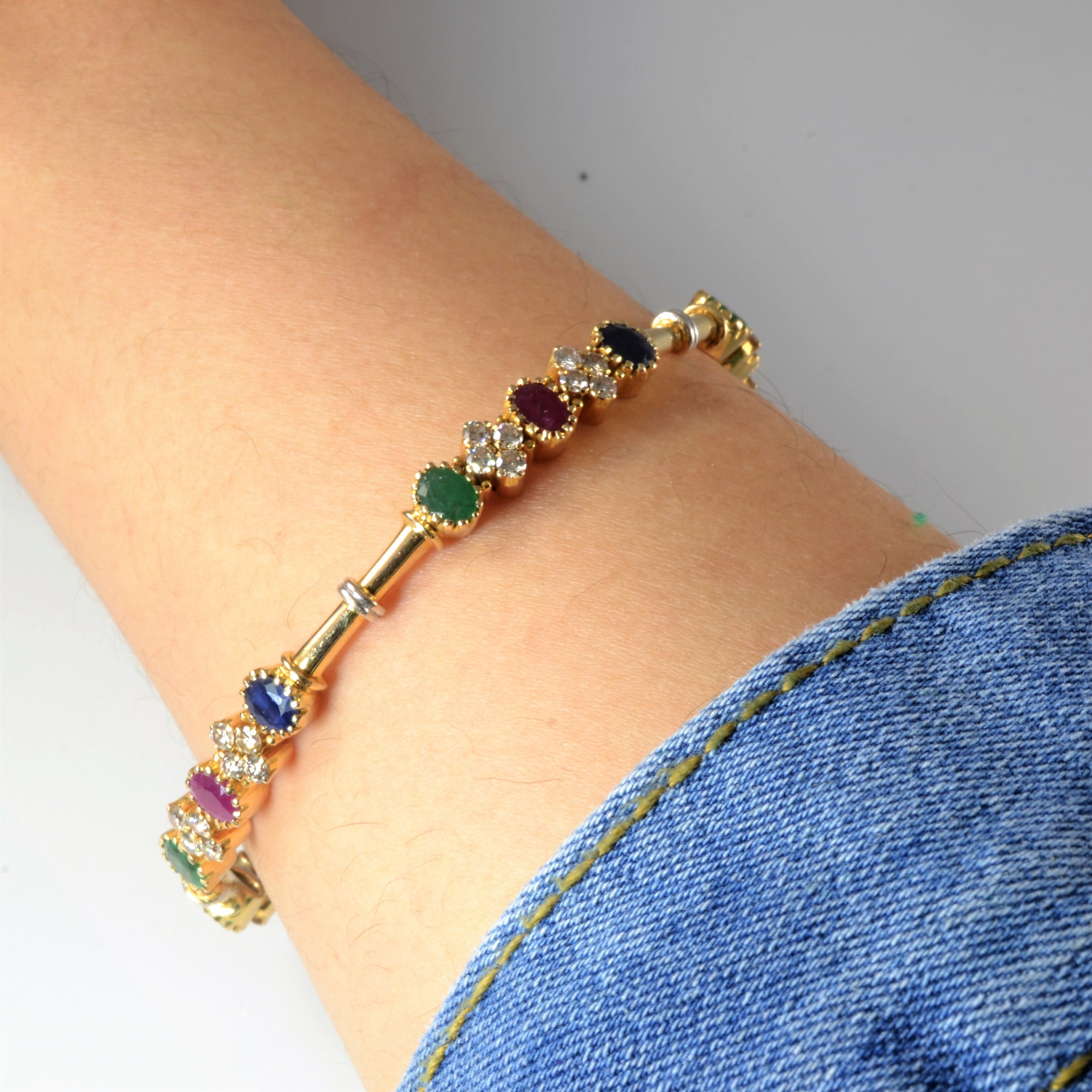 Colourful Multi Gem Bangle | 1.87ctw, 5.87ctw | 7" |