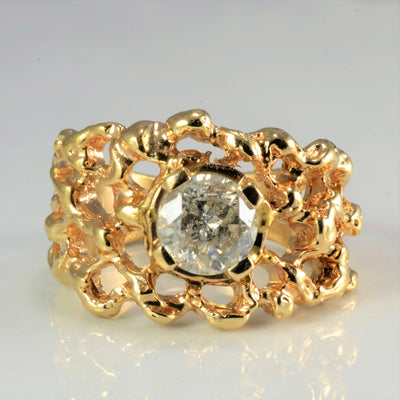 Textured Solitaire Diamond Wide Ring | 0.93 ct, SZ 5.5 |