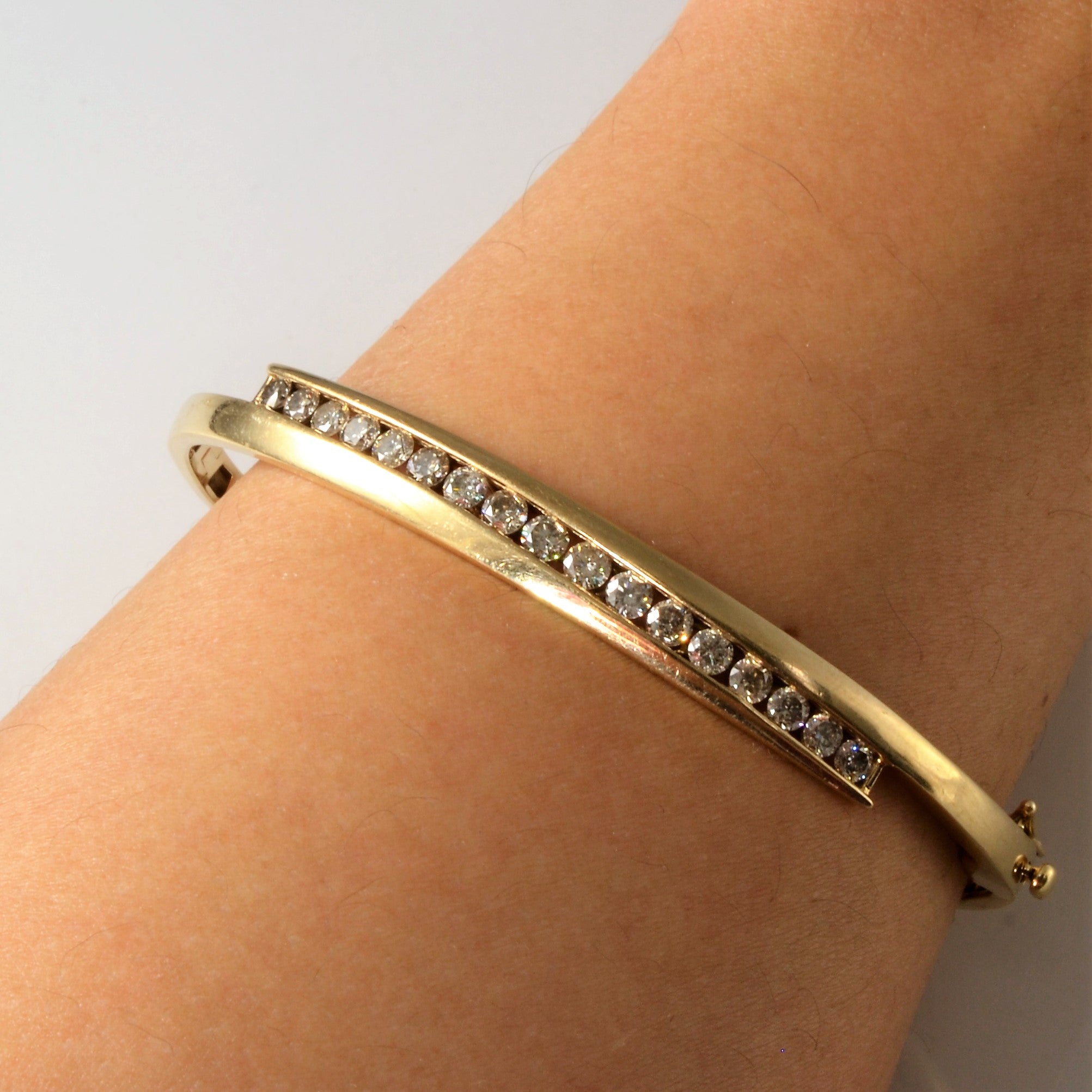 Channel Set Diamond Bypass Bangle | 1.50ctw | 7.5"|
