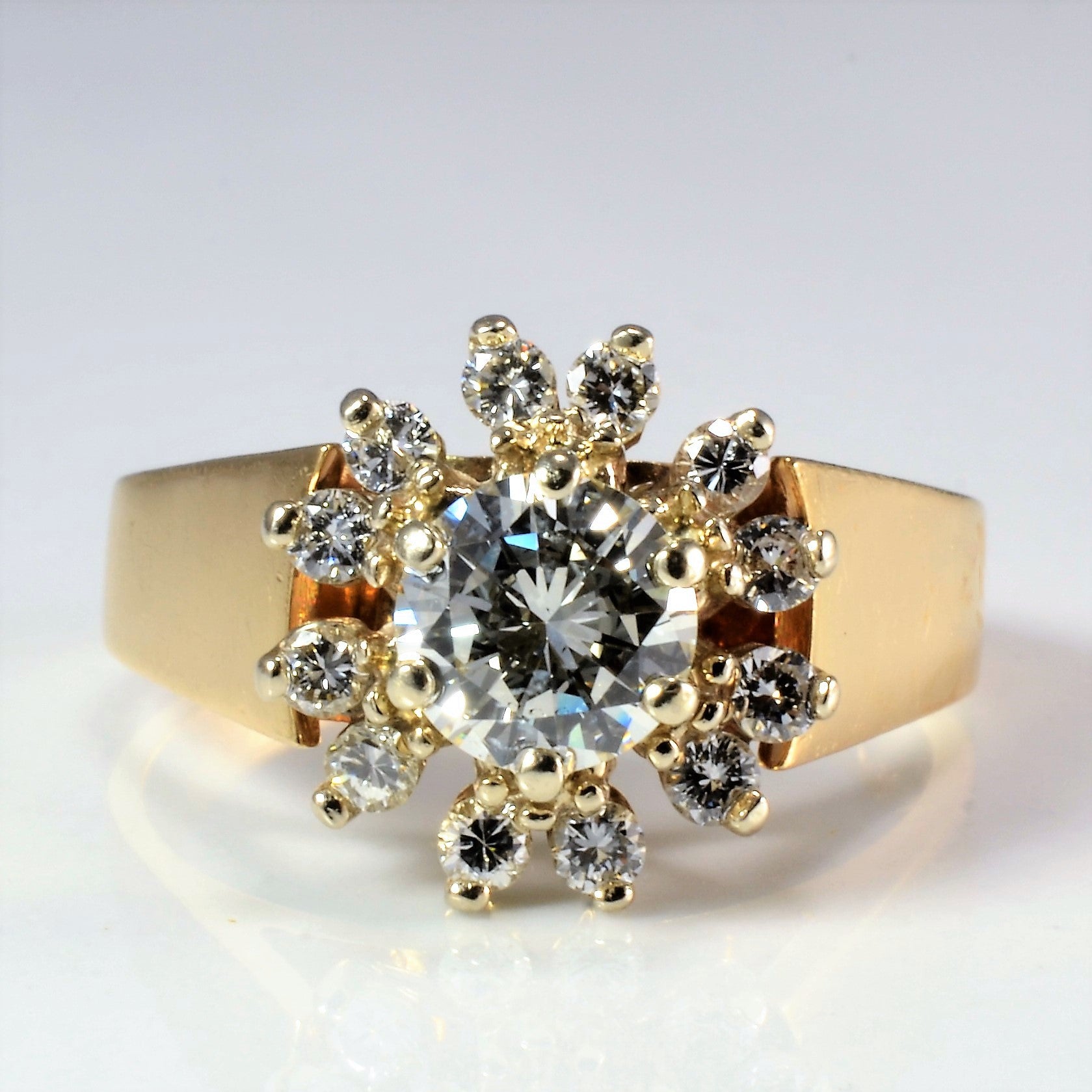 Flower Design Cluster Diamond Engagement Ring | 0.84 ctw, SZ 5.25 |