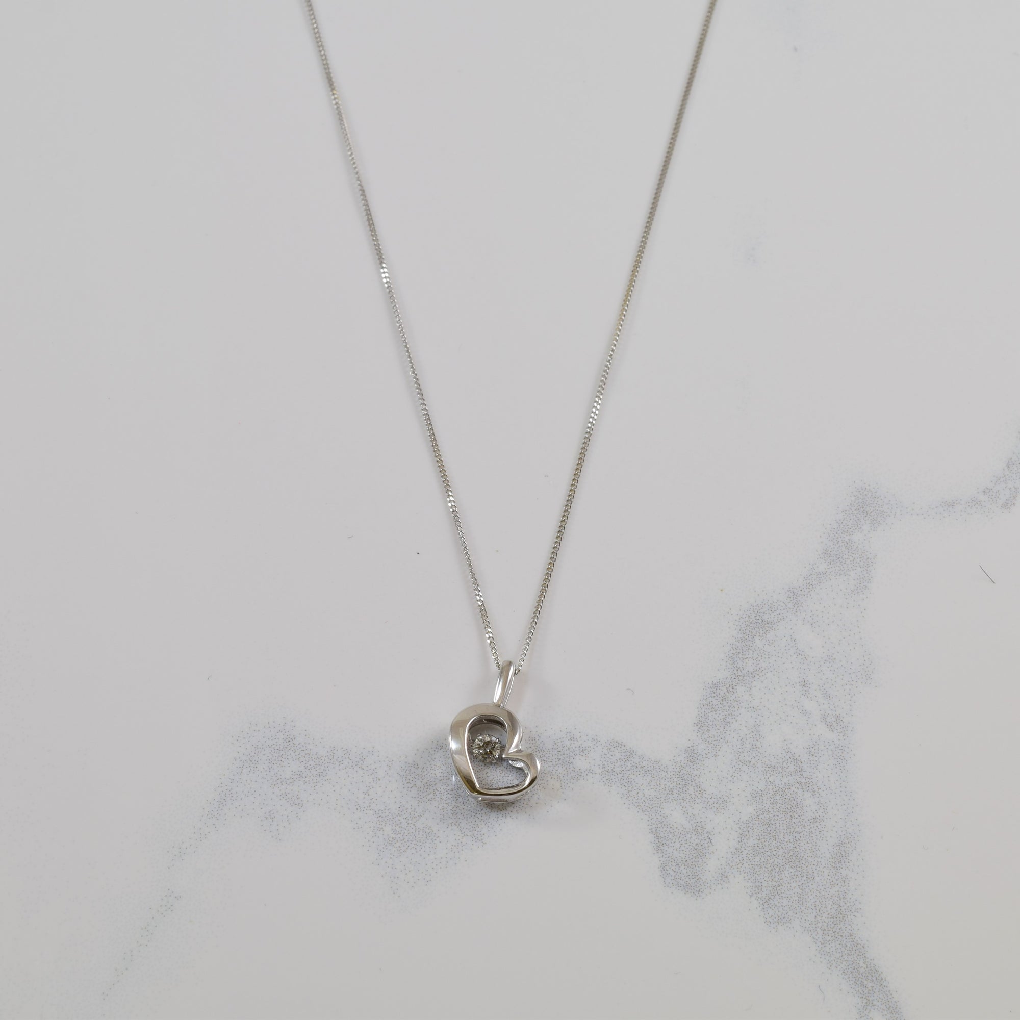 Floating Diamond Heart Necklace | 0.05ct | 18