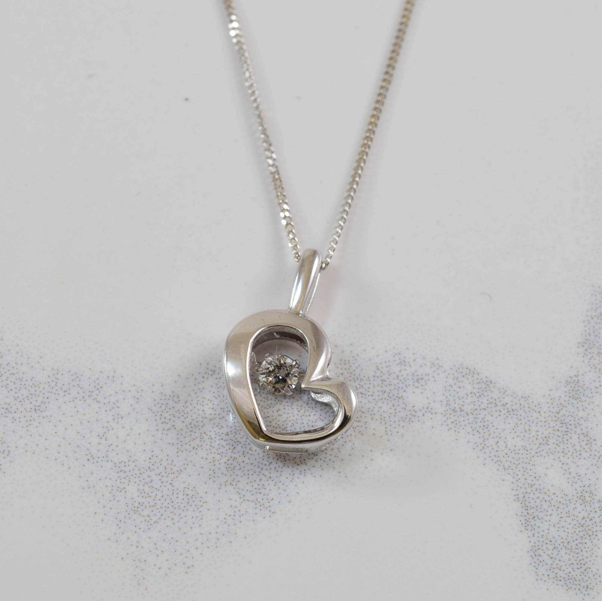 Floating Diamond Heart Necklace | 0.05ct | 18