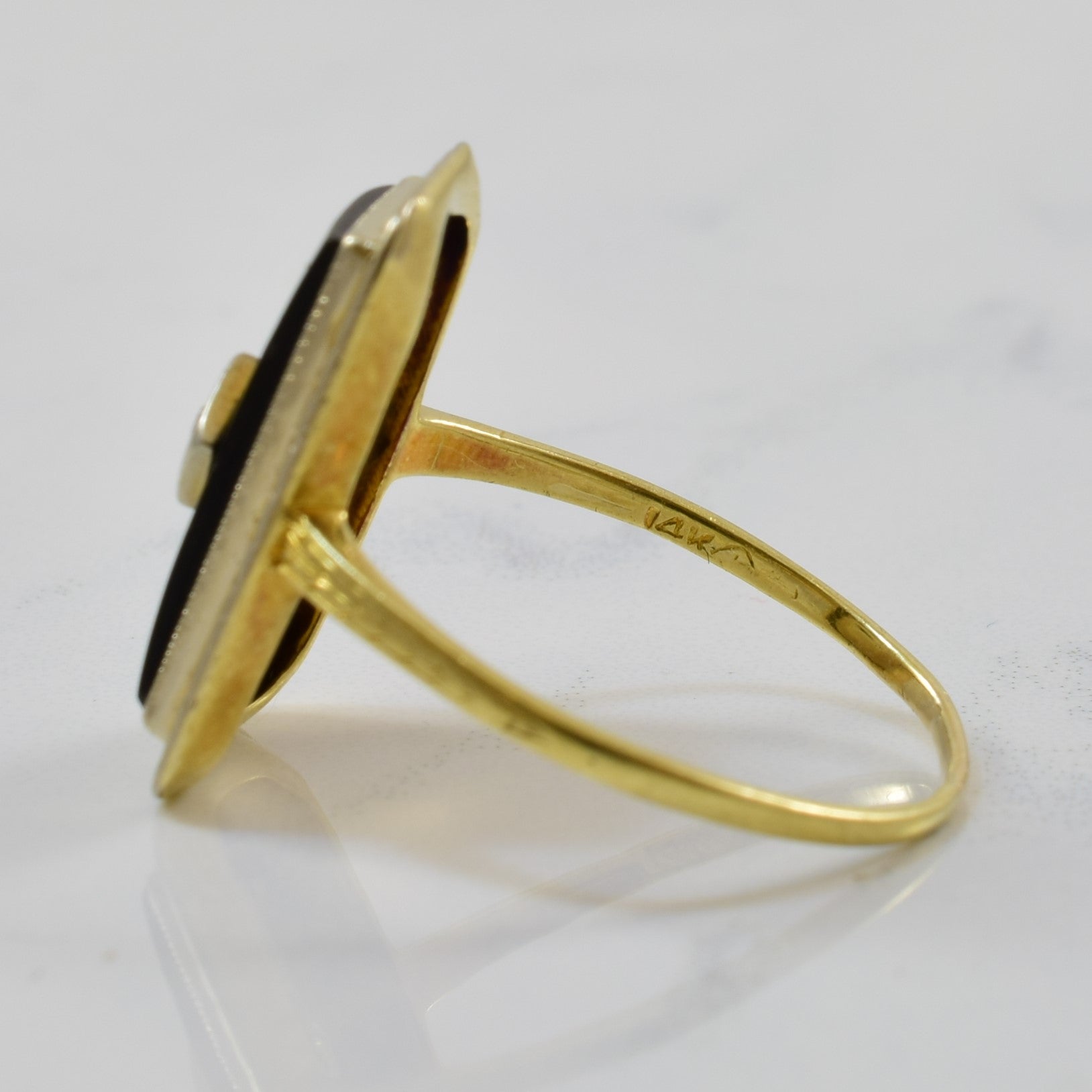 1930s Rectangle Onyx & Diamond Ring | 2.84ct, 0.02ct | SZ 7.75 |